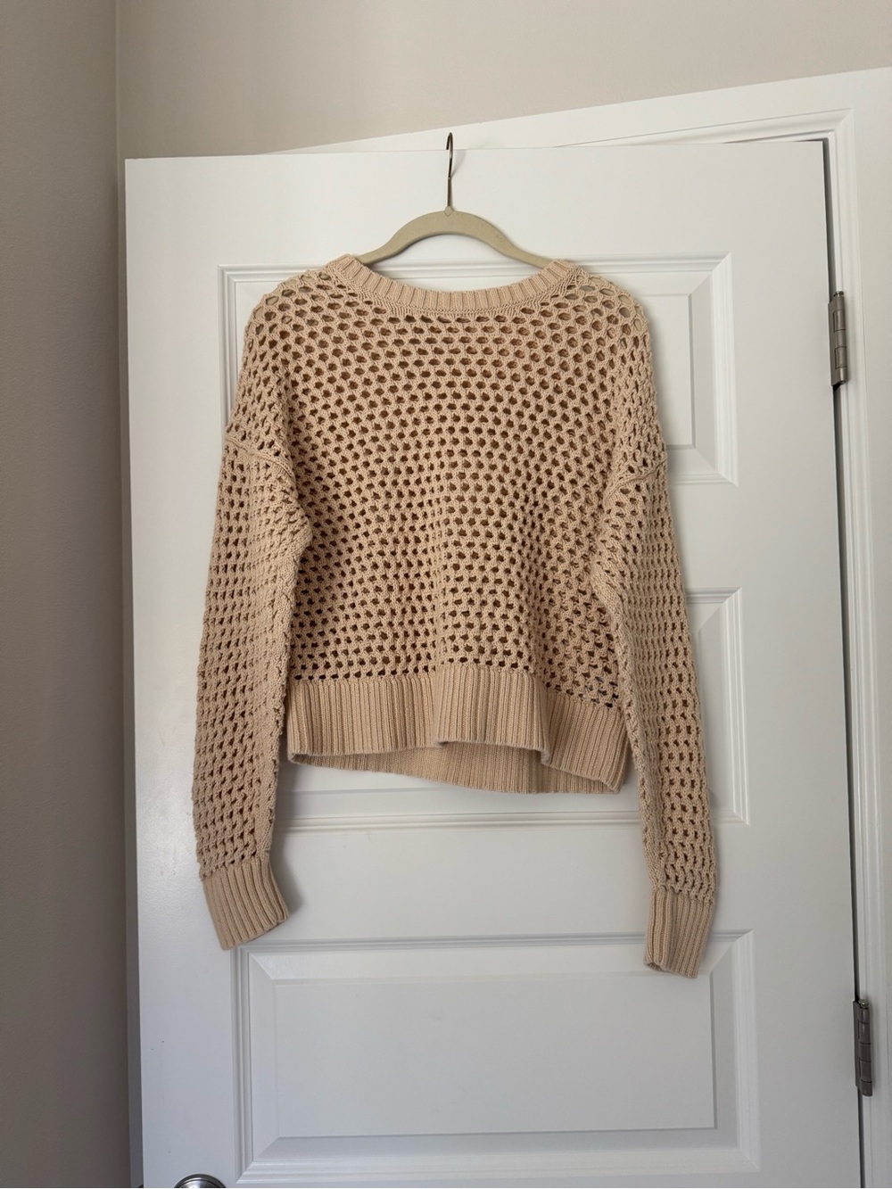 Old Navy Beige Open-Weave Crewneck Sweater
